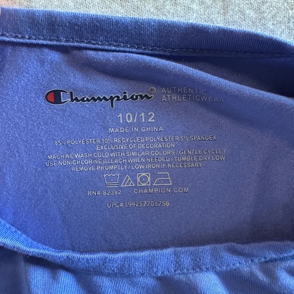 Champion Blue T-Shirt with Logo Girls Size Large - Picture 5 of 6